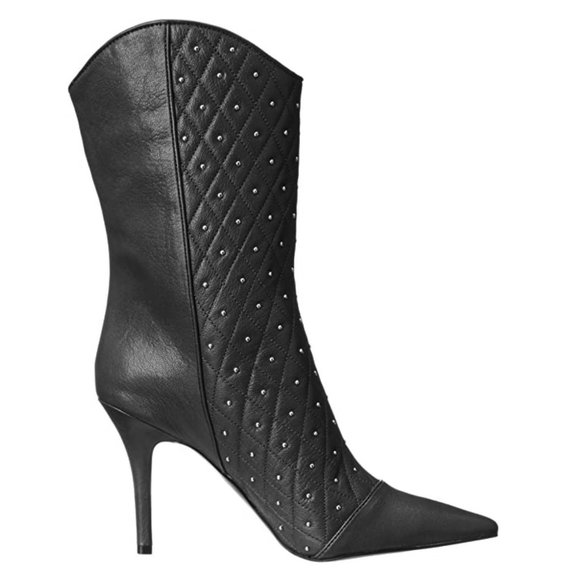 Nine West Black Studded Heeled Boots - Picture 4 of 9